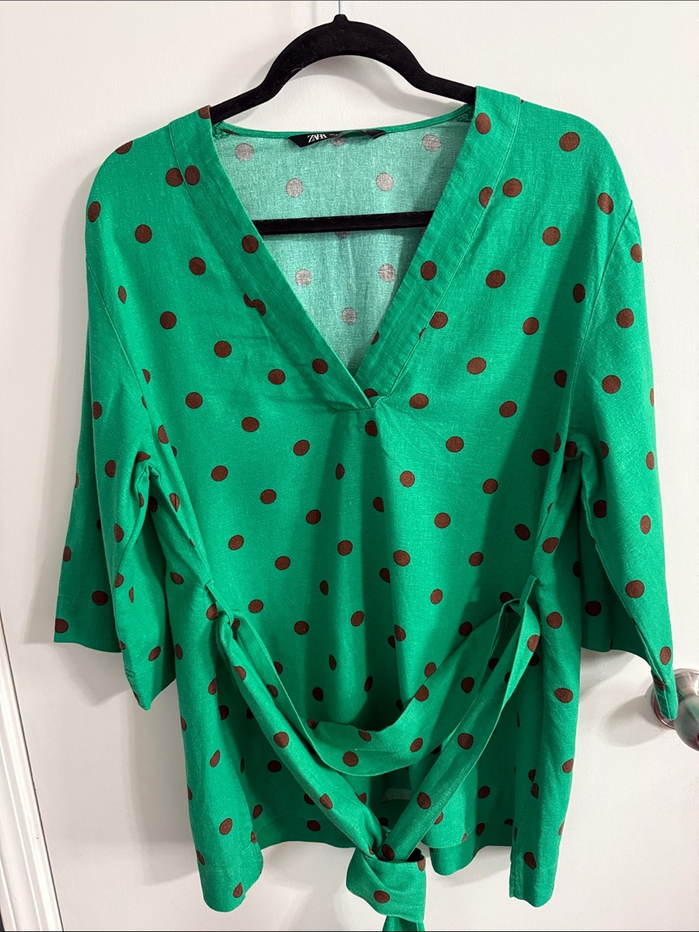 Zara Green Polka Dot A-Line Skirt - Picture 3 of 9